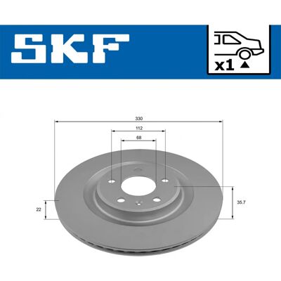 SKF Modell 90243 V1 - Bromsskiva för Audi Q5, A4 B8, A6 C7 - Ventilerad, Belagd SKF Modell 90243 V1 - Bromsskiva för Audi Q5, A4 B8, A6 C7 - Ventilerad, Belagd
