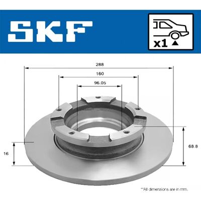 SKF VKBD 90258 S1 - Bromsskiva för Ford Transit Custom V362 Van SKF VKBD 90258 S1 - Bromsskiva för Ford Transit Custom V362 Van
