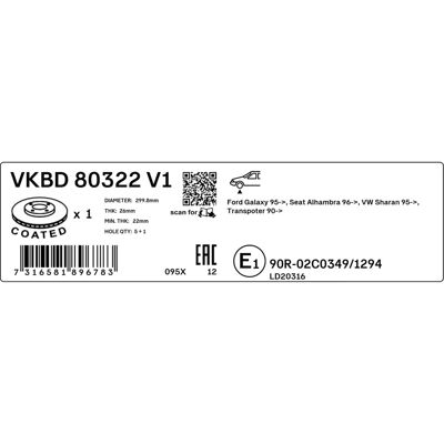SKF VKBD 80322 V1 Disc de Frână Ventilat - Sistem de Frâne SKF VKBD 80322 V1 Disc de Frână Ventilat - Sistem de Frâne
