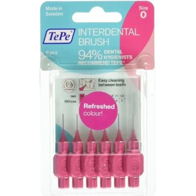 TePe Pink Interdental Brushes - 04mm - 6 Pack - Dental Hygiene Tool TePe Pink Interdental Brushes - 04mm - 6 Pack - Dental Hygiene Tool