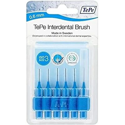 TePe Interdentalbürsten (6 Stk.) - 0,6 mm blau TePe Interdentalbürsten (6 Stk.) - 0,6 mm blau