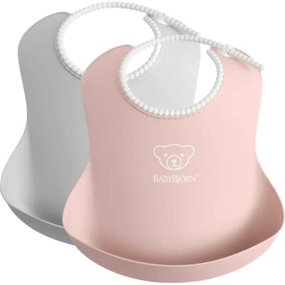 BabyBjörn Baby Lätzchen - 2er Set Grau/Rosa - Baby Lätzchen BabyBjörn Baby Lätzchen - 2er Set Grau/Rosa - Baby Lätzchen