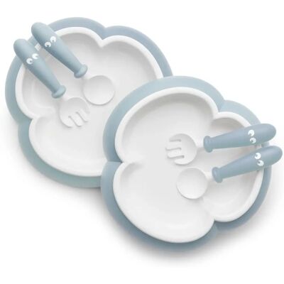 Zestaw naczyń dla niemowląt BabyBjorn - Niebieski Puder - Baby Plate, Spoon i Fork Zestaw naczyń dla niemowląt BabyBjorn - Niebieski Puder - Baby Plate, Spoon i Fork