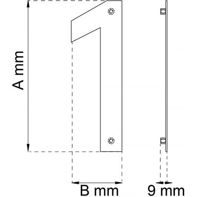 Habo 1 Husnummer Rostfritt Stål 210mm - Husnummer Habo 1 Husnummer Rostfritt Stål 210mm - Husnummer