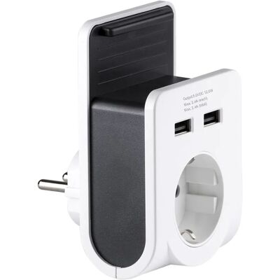 Gelia Laddare - 2 USB, 1 Schuko, Telefonstativ Gelia Laddare - 2 USB, 1 Schuko, Telefonstativ