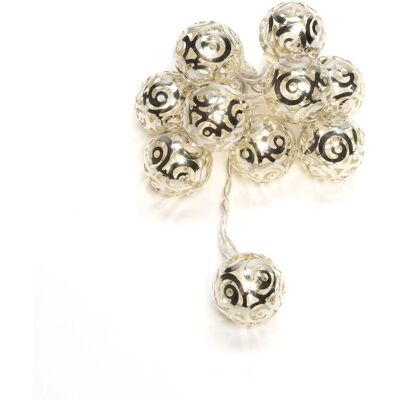 Konstsmide 3129-303 Cadena de luces bolas de metal plateadas para interiores Konstsmide 3129-303 Cadena de luces bolas de metal plateadas para interiores