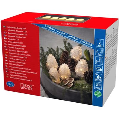 Konstsmide White Pine Cone String Lights - Outdoor IP44 Konstsmide White Pine Cone String Lights - Outdoor IP44