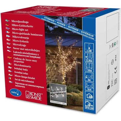 Conjunto de luzes Konstsmide 2376-003 - Exterior, 160 lâmpadas transparentes, 7.95m - Luzes de corda Conjunto de luzes Konstsmide 2376-003 - Exterior, 160 lâmpadas transparentes, 7.95m - Luzes de corda