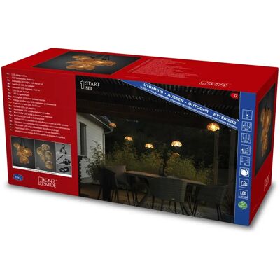 Konstsmide - Juego de luces LED E27 - Negro, aspecto madera Konstsmide - Juego de luces LED E27 - Negro, aspecto madera