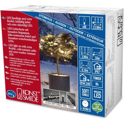 Konstsmide Schwarze Micro-LED-Lichterkette - 3,90 m - 40 Warmweiß - Timer Konstsmide Schwarze Micro-LED-Lichterkette - 3,90 m - 40 Warmweiß - Timer