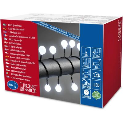 Konstsmide 3696-207 LED-Lichterkette Globe, 80 weiße LEDs, 5m, IP44 Konstsmide 3696-207 LED-Lichterkette Globe, 80 weiße LEDs, 5m, IP44