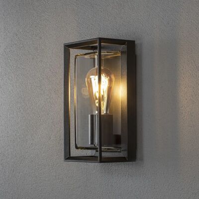 Konstsmide Wall Light - Modern Outdoor Lantern Sensor E27 - Black Konstsmide Wall Light - Modern Outdoor Lantern Sensor E27 - Black