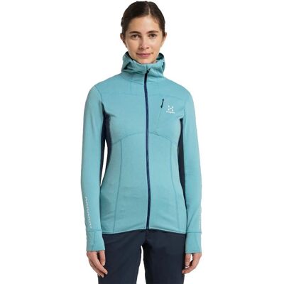 Haglöfs L.I.M Mid Comp Hood - Chaqueta de forro polar - Mujer - Azul hielo / Azul camuflaje - S Haglöfs L.I.M Mid Comp Hood - Chaqueta de forro polar - Mujer - Azul hielo / Azul camuflaje - S