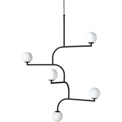 Lampe Pendelleuchte Mobil 70 Noir/Opale - Design Suédois Fait Main - Publicité Lampe Pendelleuchte Mobil 70 Noir/Opale - Design Suédois Fait Main - Publicité