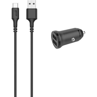 GEAR Billaddare - 12-24V - 2xUSB-A - 1m USB-C-kabel GEAR Billaddare - 12-24V - 2xUSB-A - 1m USB-C-kabel