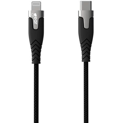 Gear Latauskaapeli PRO USB-C to Lightning - 1,5m Musta Kevlar-kaapeli Gear Latauskaapeli PRO USB-C to Lightning - 1,5m Musta Kevlar-kaapeli