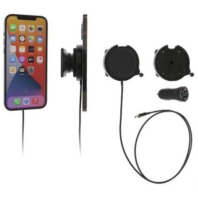 Brodit 216325 Halter mit MagSafe + KFZ-Lader, Smartphone Halterung, Schwarz Brodit 216325 Halter mit MagSafe + KFZ-Lader, Smartphone Halterung, Schwarz