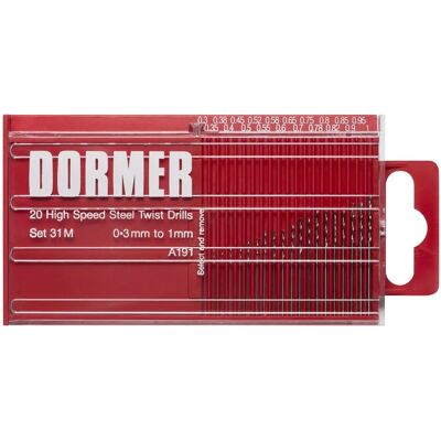 Dormer A191 Bohrerset - HSS, 20 Stück, 0,3-1mm Dormer A191 Bohrerset - HSS, 20 Stück, 0,3-1mm