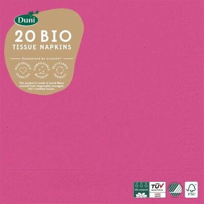 Duni - Serviettes Bio 3-plis 33 X 33 Cm - Fuchsia - Serviettes - Publicité Duni - Serviettes Bio 3-plis 33 X 33 Cm - Fuchsia - Serviettes - Publicité