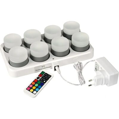 DUNI Genopladeligt LED-lys sæt - 8 stk - Kompakt 48x50mm DUNI Genopladeligt LED-lys sæt - 8 stk - Kompakt 48x50mm