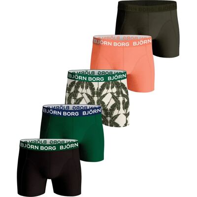 Bjorn Borg Stretch Katoen Boxers 5-Pack - Groen/Zwart/Olijf/Oranje/Wit - Boxers Bjorn Borg Stretch Katoen Boxers 5-Pack - Groen/Zwart/Olijf/Oranje/Wit - Boxers