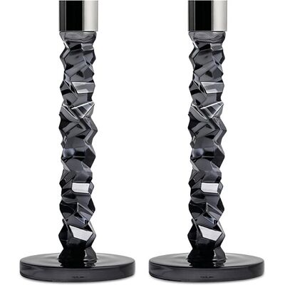 Orrefors Carat lysestage - Antracit 2-pack Orrefors Carat lysestage - Antracit 2-pack