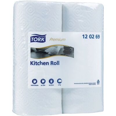 Tork Papiertücher - Weiß, 2 Rollen, 64 Blätter Tork Papiertücher - Weiß, 2 Rollen, 64 Blätter