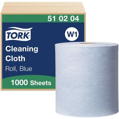 Lingettes de nettoyage premium Tork système W1 rouleau 1000 feuilles bleu - Publicité Lingettes de nettoyage premium Tork système W1 rouleau 1000 feuilles bleu - Publicité