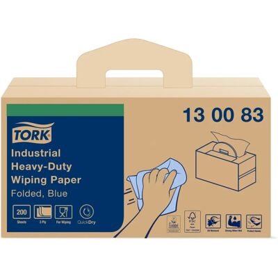 Tork Industrial Cleaning Cloths - 3-Ply Blue, 200 Sheets Tork Industrial Cleaning Cloths - 3-Ply Blue, 200 Sheets