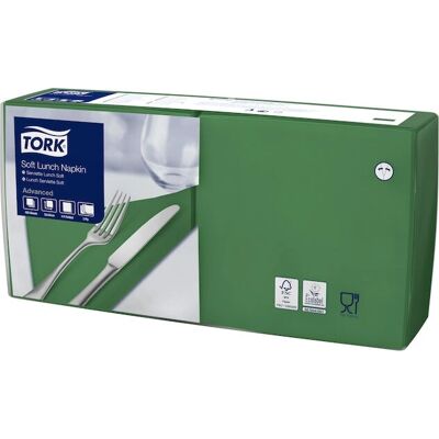 Tork 150 Serviettes - Vert - 3-couches - 33x33cm - Publicité Tork 150 Serviettes - Vert - 3-couches - 33x33cm - Publicité