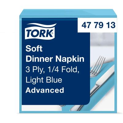 Tork 477913 Világoskék Éttermi Szalvéta - 3 Rétegű 40x39cm Tork 477913 Világoskék Éttermi Szalvéta - 3 Rétegű 40x39cm