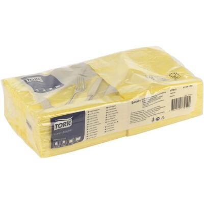 Serviettes en papier Lunch Tork - 200 Jaune - Publicité Serviettes en papier Lunch Tork - 200 Jaune - Publicité