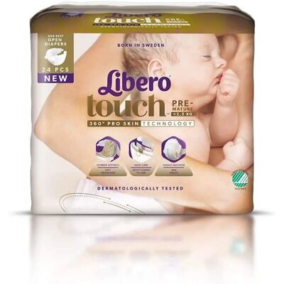 Libero Touch Pañales Prematuros - 0-2.5kg - Pack de 24 - Pañales para Bebés Libero Touch Pañales Prematuros - 0-2.5kg - Pack de 24 - Pañales para Bebés