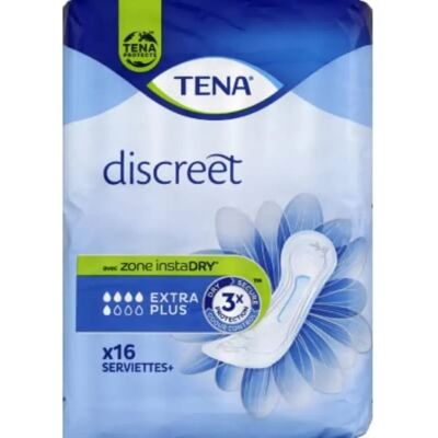 TENA Discreet Extra Plus - Serviettes pour incontinence féminine - Publicité TENA Discreet Extra Plus - Serviettes pour incontinence féminine - Publicité