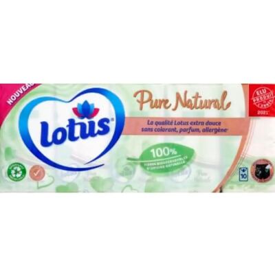 Boîte de Mouchoirs Naturels Lotus - Lot de 10 - Publicité Boîte de Mouchoirs Naturels Lotus - Lot de 10 - Publicité