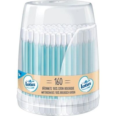 Cotons Biodégradables Lotus - Boîte Réutilisable 160 pièces - Coton-tiges - Publicité Cotons Biodégradables Lotus - Boîte Réutilisable 160 pièces - Coton-tiges - Publicité
