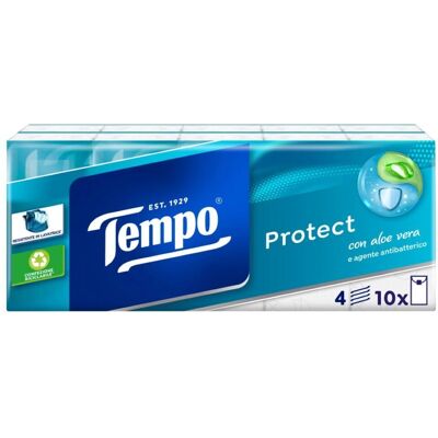 Fazzoletti Tempo Protect - Antibatterico, Aloe Vera, Riciclabile - 10x9 Fazzoletti Tempo Protect - Antibatterico, Aloe Vera, Riciclabile - 10x9
