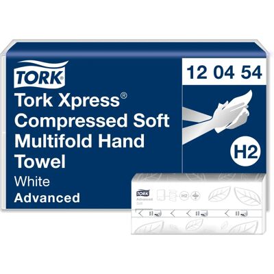 Serviettes mains avancées Tork Xpress 2 couches - Système H2 - Publicité Serviettes mains avancées Tork Xpress 2 couches - Système H2 - Publicité