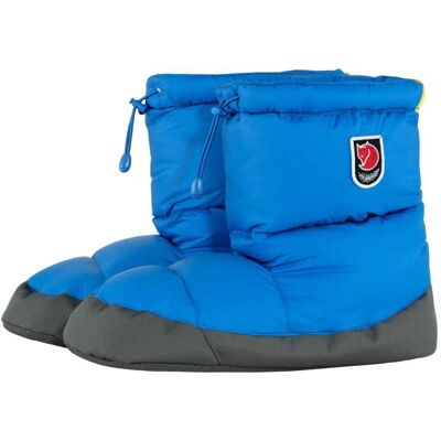 Fjällräven Expedition Down Booties - Unisex - Bleu - S - Publicité Fjällräven Expedition Down Booties - Unisex - Bleu - S - Publicité