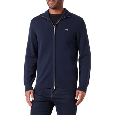 GANT Casual katoenen cardigan met rits (8030164) - avondblauw GANT Casual katoenen cardigan met rits (8030164) - avondblauw