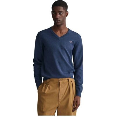 GANT Classic Sweater (8030562) - V-ringad tröja i bomull (8030562-902) blå GANT Classic Sweater (8030562) - V-ringad tröja i bomull (8030562-902) blå