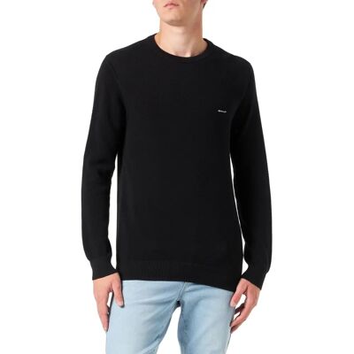 Rundhalspullover GANT "COTTON PIQUE C-NECK" Gr. S, schwarz (black) Herren Pullover Rundhalspullover GANT "COTTON PIQUE C-NECK" Gr. S, schwarz (black) Herren Pullover