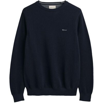 GANT Crew neck sweater made of cotton piqué (8040521) - (8040521-433) blue GANT Crew neck sweater made of cotton piqué (8040521) - (8040521-433) blue