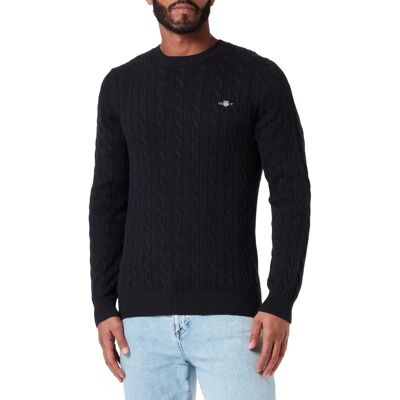 GANT Cable pullover (8050601) - knit crew neck sweater made of cotton (8050601-5) black GANT Cable pullover (8050601) - knit crew neck sweater made of cotton (8050601-5) black