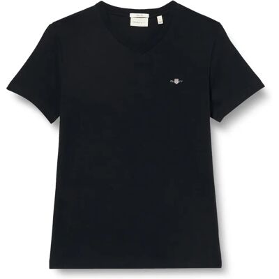 GANT Slim Fit Shield T-Shirt mit V-Ausschnitt (2003186) - schwarz GANT Slim Fit Shield T-Shirt mit V-Ausschnitt (2003186) - schwarz