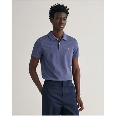 Gant Slim Fit Piqué Tmavě Jeansblue Melange - Polo Gant Slim Fit Piqué Tmavě Jeansblue Melange - Polo