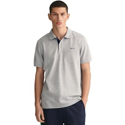 GANT Koszulka polo z kontrastowym piqué (2062026) - szary melange GANT Koszulka polo z kontrastowym piqué (2062026) - szary melange