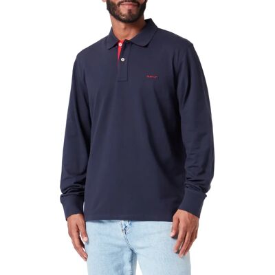 GANT Contrast piqué rugger (2065004) - Gant Reg Contrast Rugger polo de manga longa (2065004) azul noite GANT Contrast piqué rugger (2065004) - Gant Reg Contrast Rugger polo de manga longa (2065004) azul noite