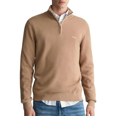 GANT Maglione mezza zip (8040523) - Troyer in piqué di cotone (8040523-248) beige GANT Maglione mezza zip (8040523) - Troyer in piqué di cotone (8040523-248) beige