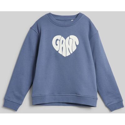 GANT - Heart Graphic Sweat - C-Neck - Modrá - mikina GANT - Heart Graphic Sweat - C-Neck - Modrá - mikina